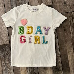 Lola + The Boys BDAY GIRL Sequin T-Shirt - White with Multicolor